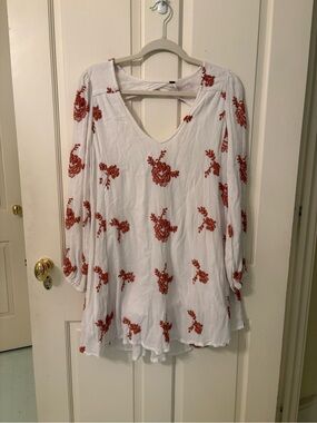 Free People White Floral Embroidered Dress
